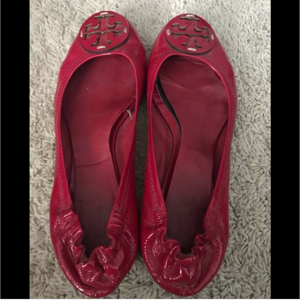 Tory Burch pink patent flats